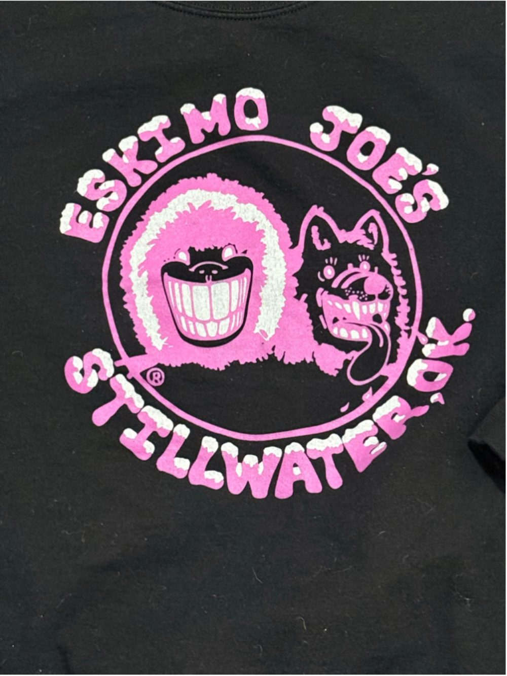 Eskimo Joe’s Stillwater OK Black Pink Crewneck Sweatshirt Women’s M Gildan - Picture 7 of 9
